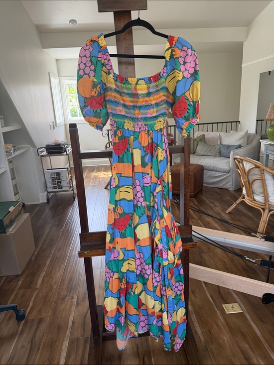 FARM Rio Dresses & Skirts - FARM Rio Multicolor Fruit-Print Smocked Maxi Dress